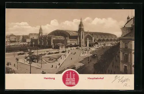 AK Hamburg-St.Georg, Strassenpartie vor Hauptbahnhof