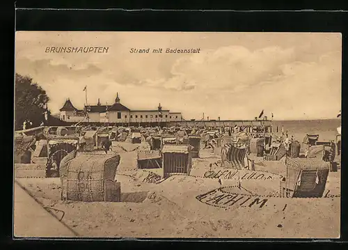 AK Brunshaupten, Strandpartie mit Badeanstalt