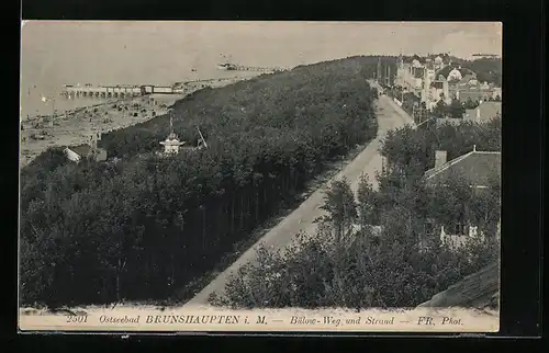 AK Brunshaupten i. M., Bülow-Weg und Strand aus der Vogelschau