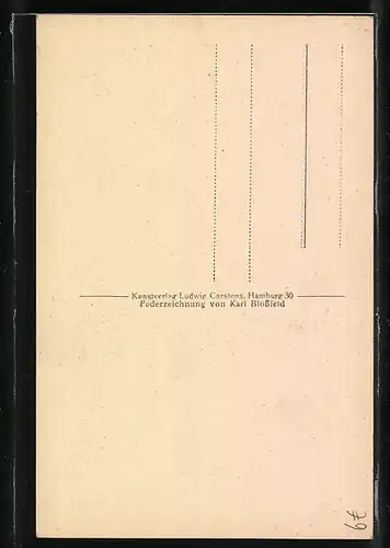 Künstler-AK Hamburg, Blick auf die Nicolaikirche