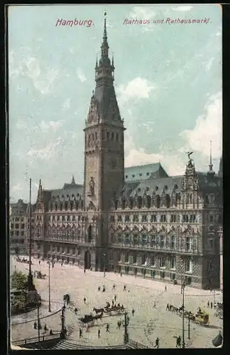 AK Hamburg, Rathaus mit Vorplatz