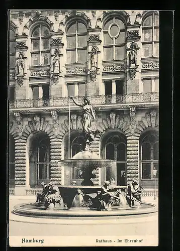 AK Hamburg, Brunnen im Ehrenhof des Rathauses