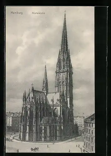 AK Hamburg, Blick auf die Nicolaikirche