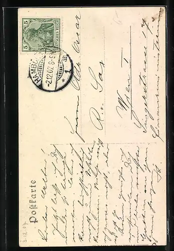 AK Alt-Hamburg, Stöckelhörnfleet mit Nicolaikirche