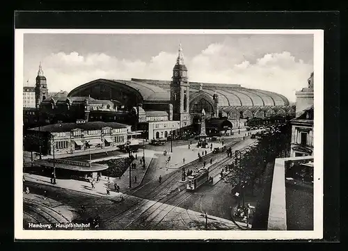 AK Hamburg-St.Georg, Hauptbahnhof mit Strassenbahn