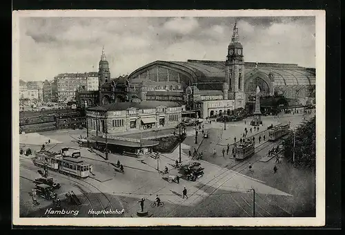 AK Hamburg-St.Georg, Hauptbahnhof, Strassenbahnen