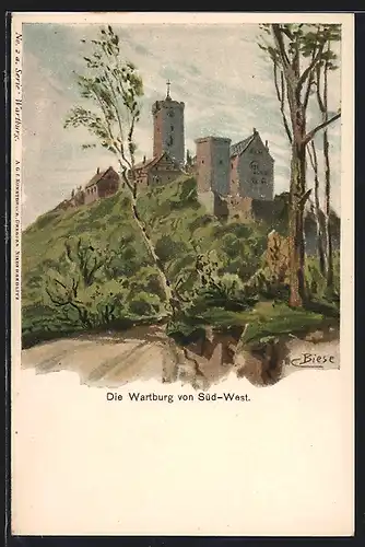 Künstler-AK Carl Biese: Eisenach, Die Wartburg von Süd-West