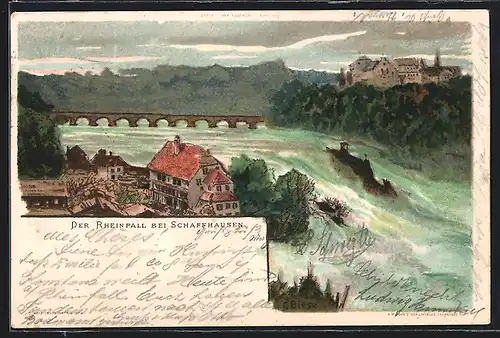 Künstler-AK Carl Biese: Der Rheinfall bei Schaffhausen
