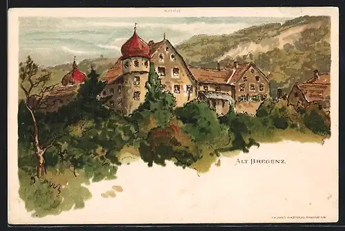 Künstler-AK Carl Biese: Alt Bregenz, Teilansicht mit Schlossanlage