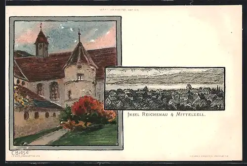 Künstler-AK Carl Biese: Insel Reichenau-Mittelzell, Ortsansichten