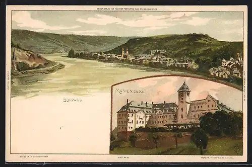 Künstler-AK Boppard, Schloss Marienberg, Ortsansicht