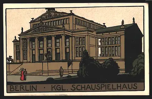 Steindruck-AK Berlin, Das Königliche Schauspielhaus, Gendarmenmarkt