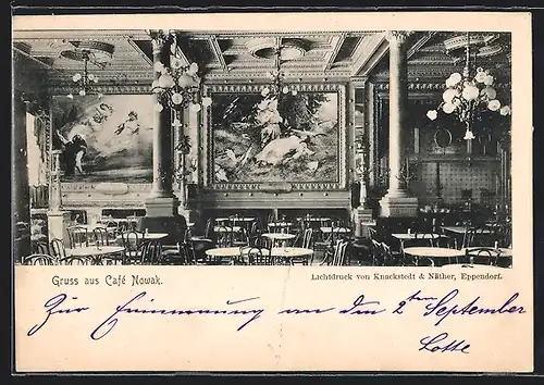AK Hamburg-Neustadt, Gruss aus dem Cafe Nowak, Innenansicht