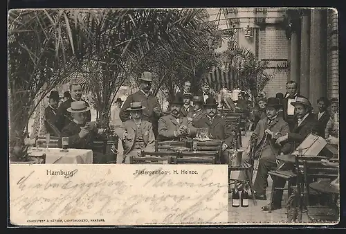 AK Hamburg-Neustadt, Gasthaus Alsterpavillon H. Heinze, Gästegruppe auf der Terrasse