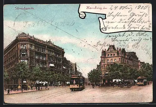 AK Hamburg, Steindamm mit Strassenbahn