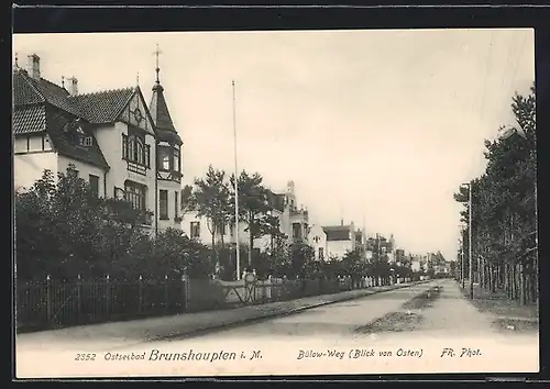 AK Brunshaupten i. M., Der Bülow-Weg, Blick von Osten