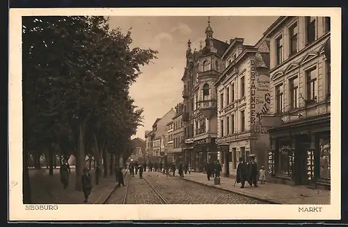 AK Siegburg, Strassenpartie am Markt