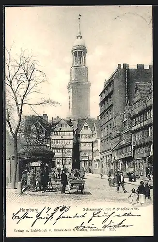AK Hamburg-Neustadt, Schaarmarkt mit Michaeliskirche
