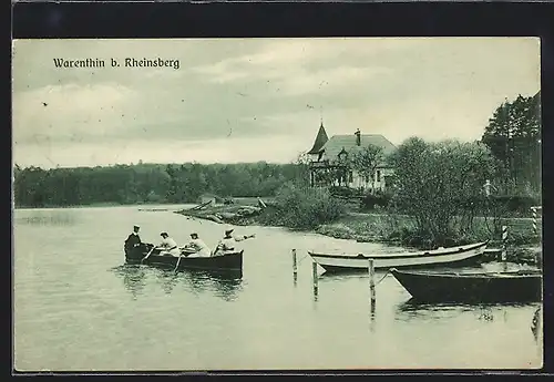 AK Warenthin b. Rheinsberg, Uferpartie mit Ruderbooten