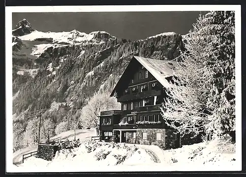 AK Braunwald, Christl. Erholungsheim Bergfrieden im Winter