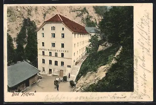 AK Pfäfers-Bad, Hotel Bad Pfäfers aus der Vogelschau