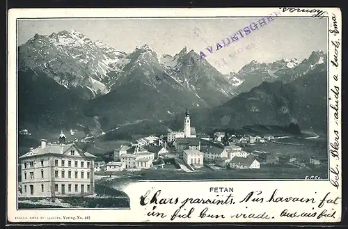 AK Fetan, Gesamtansicht mit Bergen aus der Vogelschau