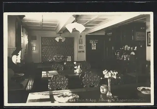 AK Stein, Gasthaus Appenzellerstübli, Innenansicht