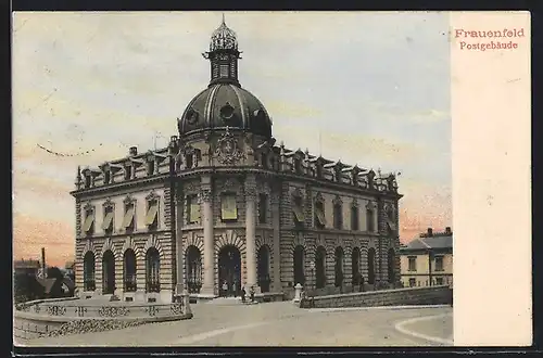 AK Frauenfeld, Postgebäude, von der Strasse gesehen