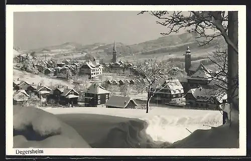 AK Degersheim, Ortsansicht im Winter aus der Vogelschau