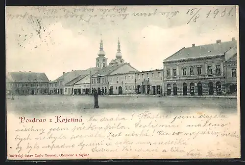 AK Kojetin, Marktplatz mit Blick zur Kirche