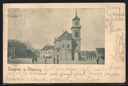 AK Breclav, Ortspartie an der Kirche