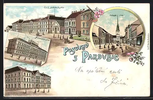 Lithographie Pardubice, Novamestska skola, C. k. vyssi realka, Kralovska trida