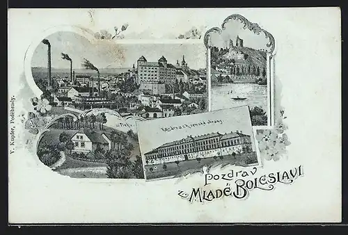 Lithographie Boleslav, Kasarna c. k. zemske obrany, u Fleku