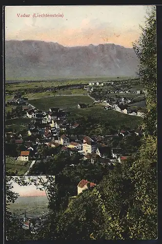 AK Vaduz, Ortsansicht aus den Bergen