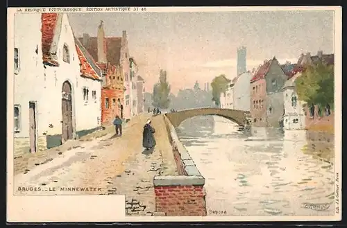 Künstler-AK F. Ranot: Bruges, Le Minnewater