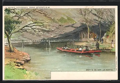 AK Grotte de Han, Flusspartie mit Ruderboot