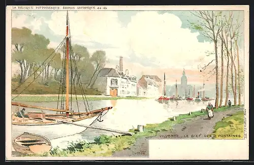 Künstler-AK F. Ranot: Vilvorde, Le Bief des 3 Fontaines