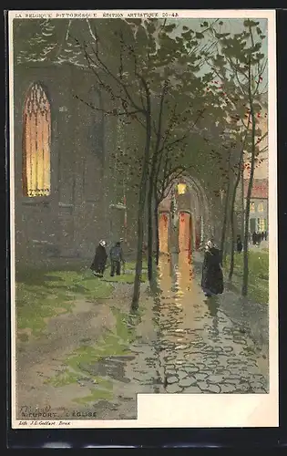 Künstler-AK F. Ranot: Nieuport, l'église