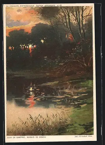 Künstler-AK F. Ranot: Soir en Campine, Marais de Genck