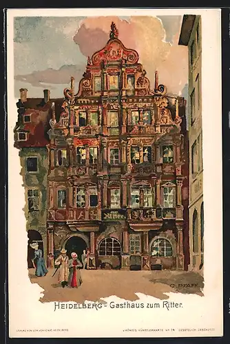 Künstler-AK C. Pfaff: Heidelberg, Gasthaus zum Ritter