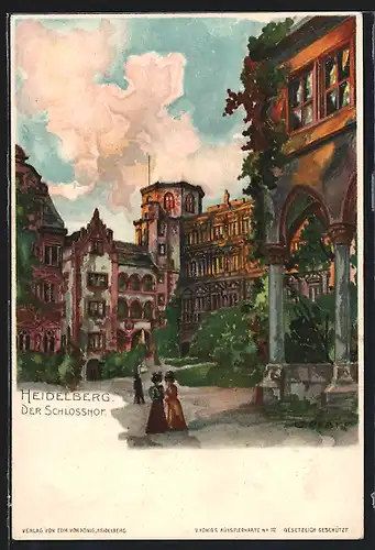 Künstler-AK C. Pfaff: Heidelberg, Partie im Schlosshof