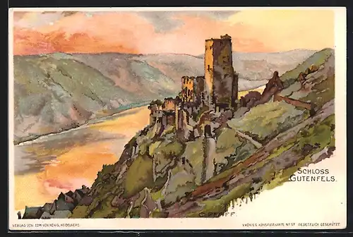 Künstler-AK C. Pfaff: Gutenfels, Blick auf das Schloss Gutenfels