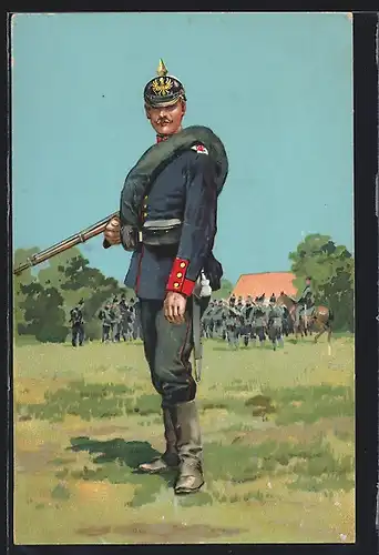 Künstler-AK Anton Hoffmann - München: Soldat mit Gewehr in Uniform