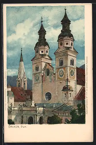 Künstler-AK Zeno Diemer: Brixen, Teilansicht vom Dom