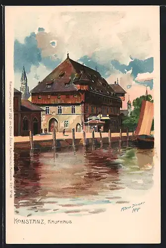 Künstler-AK Zeno Diemer: Konstanz, Kaufhaus am Quai