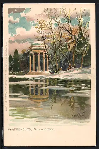 Künstler-AK Zeno Diemer: Nymphenburg, Partie im Schlossgarten