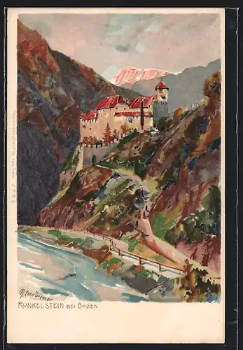 Künstler-AK Zeno Diemer: Bozen, Blick auf Burg Runkelstein