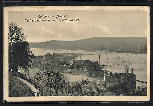 AK Kulmbach-Maintal, Ortsansicht bei Hochwasser 1909