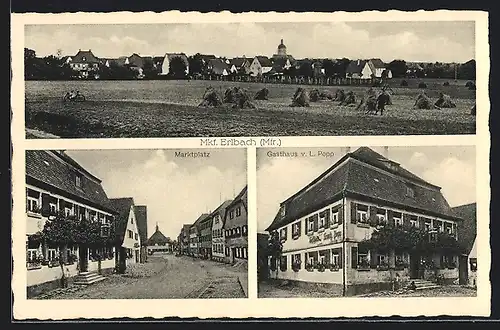 AK Markt Erlbach, Gasthaus v. L. Popp, Ortsansicht, Markt
