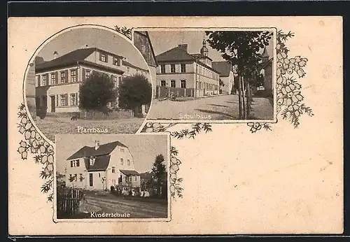 AK Wilhermsdorf bei Nürnberg, Strassenpartie mit Pfarrhaus und Schule